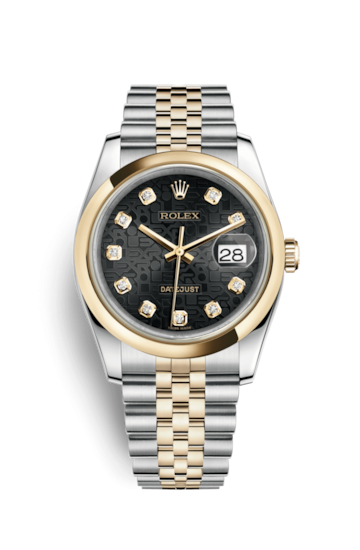 Rolex 116203-0180 : Datejust 36 Rolesor Yellow Domed / Jubilee / Black Computer