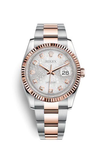 Rolex 116231-0077 : Datejust 36 Rolesor Everose Fluted / Oyster / Silver Computer