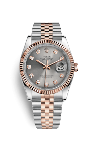 Rolex 116231-0100 : Datejust 36 Rolesor Everose Fluted / Jubilee / Steel Diamonds
