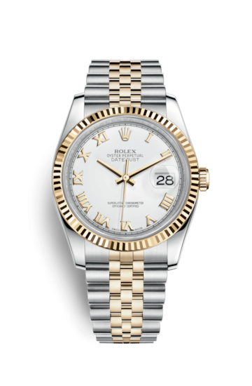 Rolex 116233-0149 : Datejust 36 Rolesor Yellow Fluted / Jubilee / White Roman