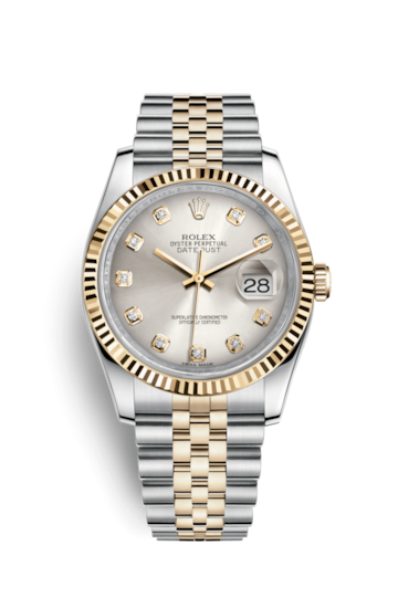 Rolex 116233-0157 : Datejust 36 Rolesor Yellow Fluted / Jubilee / Silver Diamonds
