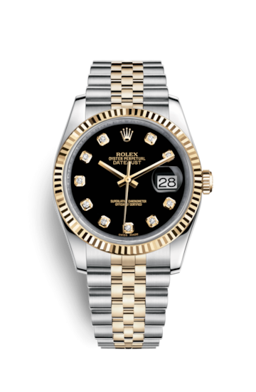 Rolex 116233-0158 : Datejust 36 Rolesor Yellow Fluted / Jubilee / Black Diamond