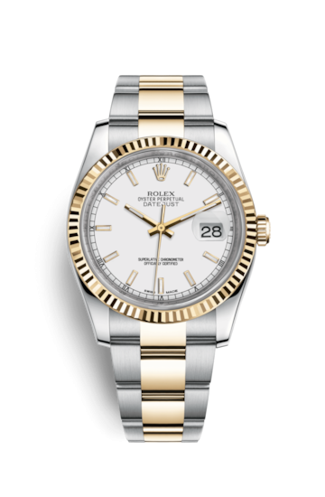 Rolex 116233-0171 : Datejust 36 Rolesor Yellow Fluted / Oyster / White