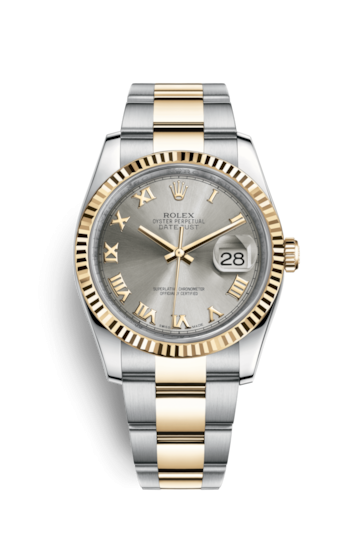 Rolex 116233-0180 : Datejust 36 Rolesor Yellow Fluted / Oyster / Steel Roman