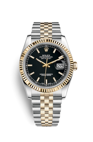 Rolex 116233-0199 : Datejust 36 Rolesor Yellow Fluted / Jubilee / Black
