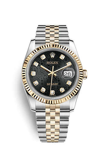 Rolex 116233-0208 : Datejust 36 Rolesor Yellow Fluted / Jubilee / Black Computer