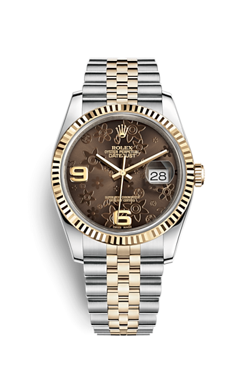 Rolex 116233-0213 : Datejust 36 Rolesor Yellow Fluted / Jubilee / Bronze Floral