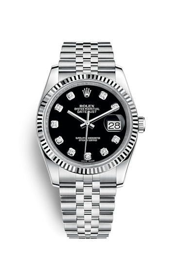 Rolex 116234-0083 : Datejust 36 Stainless Steel Fluted / Jubilee / Black Diamond