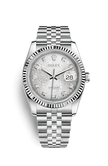 Rolex 116234-0087 : Datejust 36 Stainless Steel Fluted / Jubilee / Silver Computer