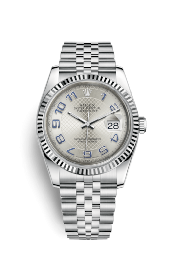 Rolex 116234-0115 : Datejust 36 Stainless Steel Fluted / Jubilee / Silver Arabic