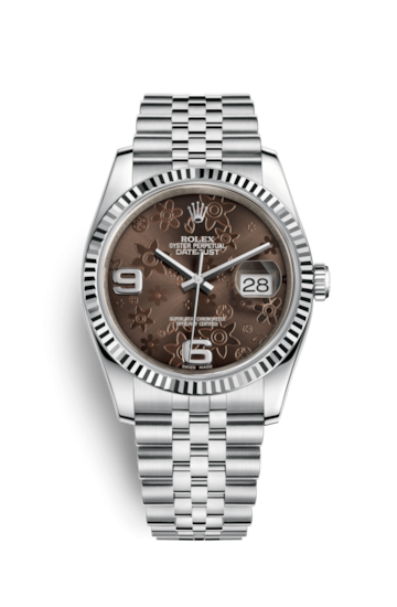 Rolex 116234-0116 : Datejust 36 Stainless Steel Fluted / Jubilee / Chocolate Floral