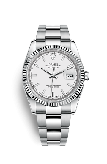 Rolex 116234-0127 : Datejust 36 Stainless Steel Fluted / Oyster / White