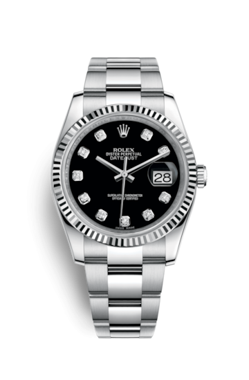 Rolex 116234-0132 : Datejust 36 Stainless Steel Fluted / Oyster / Black Diamond