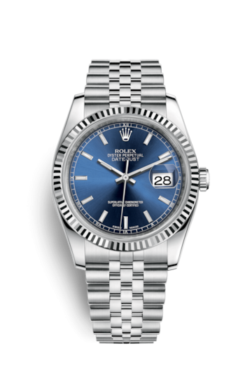 Rolex 116234-0139 : Datejust 36 Stainless Steel Fluted / Jubilee / Blue