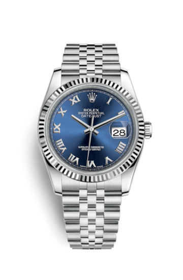 Rolex 116234-0141 : Datejust 36 Stainless Steel Fluted / Jubilee / Blue Roman