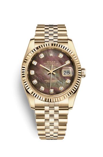 Rolex 116238-0057 : Datejust 36 Yellow Gold Fluted / Jubilee / Black MOP