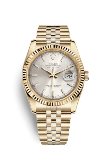 Rolex 116238-0071 : Datejust 36 Yellow Gold Fluted / Jubilee / Silver