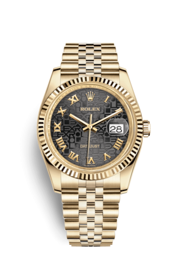 Rolex 116238-0073 : Datejust 36 Yellow Gold Fluted / Jubilee / Black Computer Roman