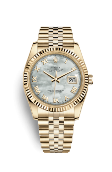 Rolex 116238-0077 : Datejust 36 Yellow Gold Fluted / Jubilee / MOP Roman