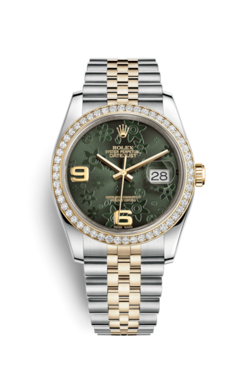 Rolex 116243-0009 : Datejust 36 Rolesor Yellow Diamond / Jubilee / Green Floral