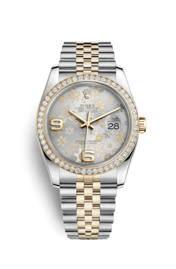Rolex 116243-0011 : Datejust 36 Rolesor Yellow Diamond / Jubilee / Silver Floral