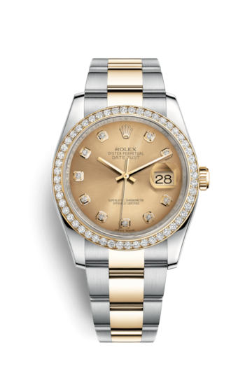 Rolex 116243-0031 : Datejust 36 Rolesor Yellow Diamond / Oyster/ Champagne Diamond