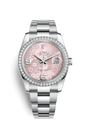 Rolex 116244-0007 : Datejust 36 Stainless Steel Diamond / Oyster / Pink Floral