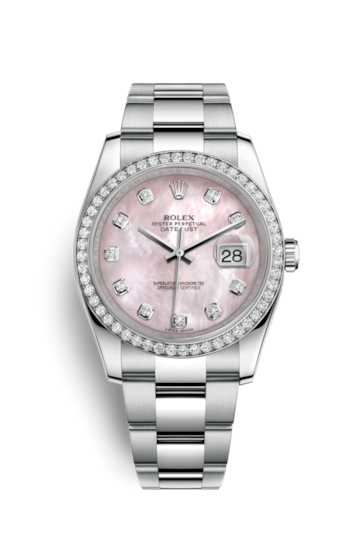Rolex 116244-0018 : Datejust 36 Stainless Steel Diamond / Oyster / Pink MOP