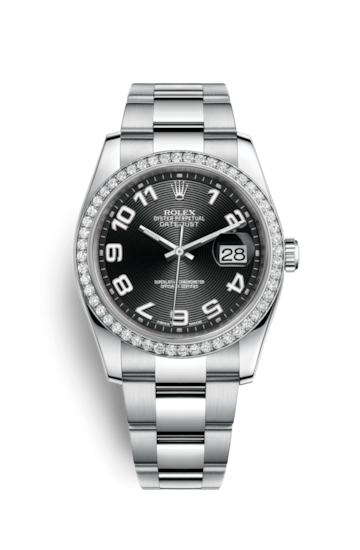 Rolex 116244-0042 : Datejust 36 Stainless Steel Diamond / Oyster / Black Arabic