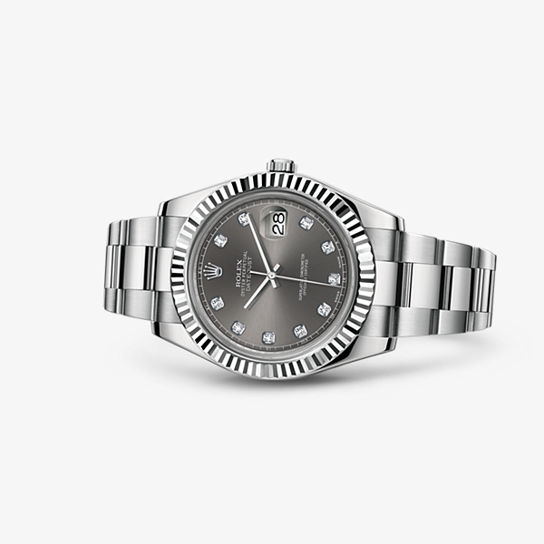Rolex 116334-0009 : Datejust II Fluted Dark Rhodium Diamond