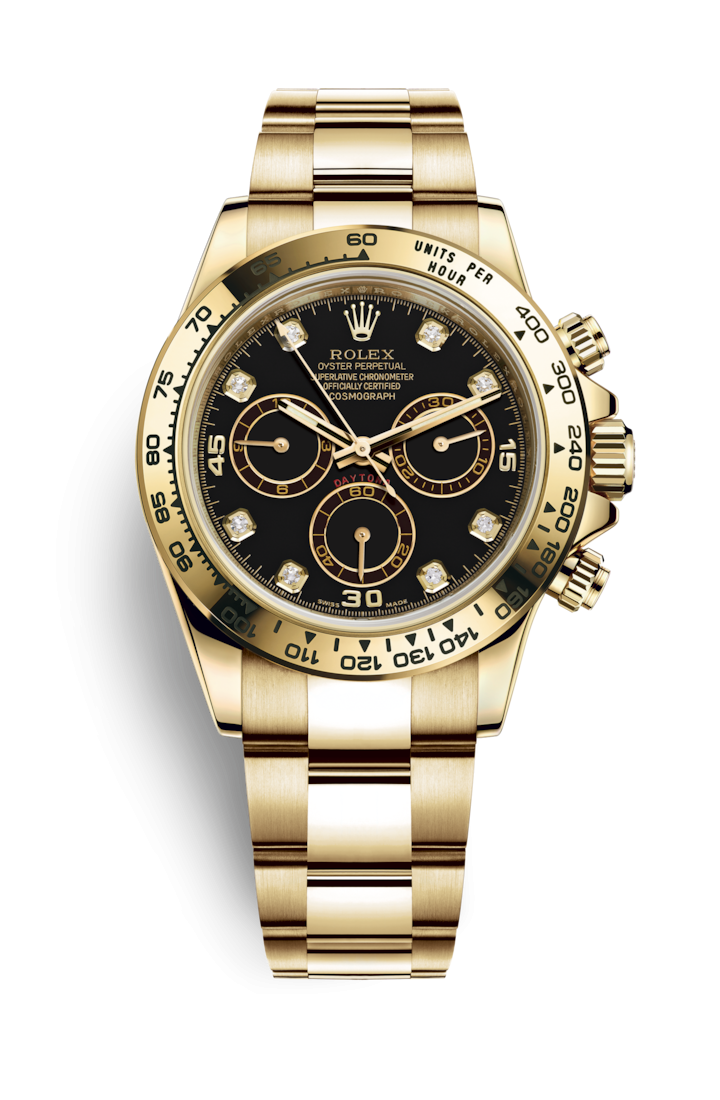 Rolex 116508-0008 : Cosmograph Daytona Yellow Gold / Black Diamond