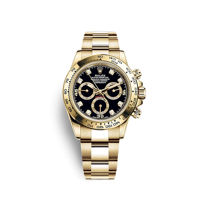 Rolex 116508-0016 : Cosmograph Daytona Yellow Gold / Black - Diamond