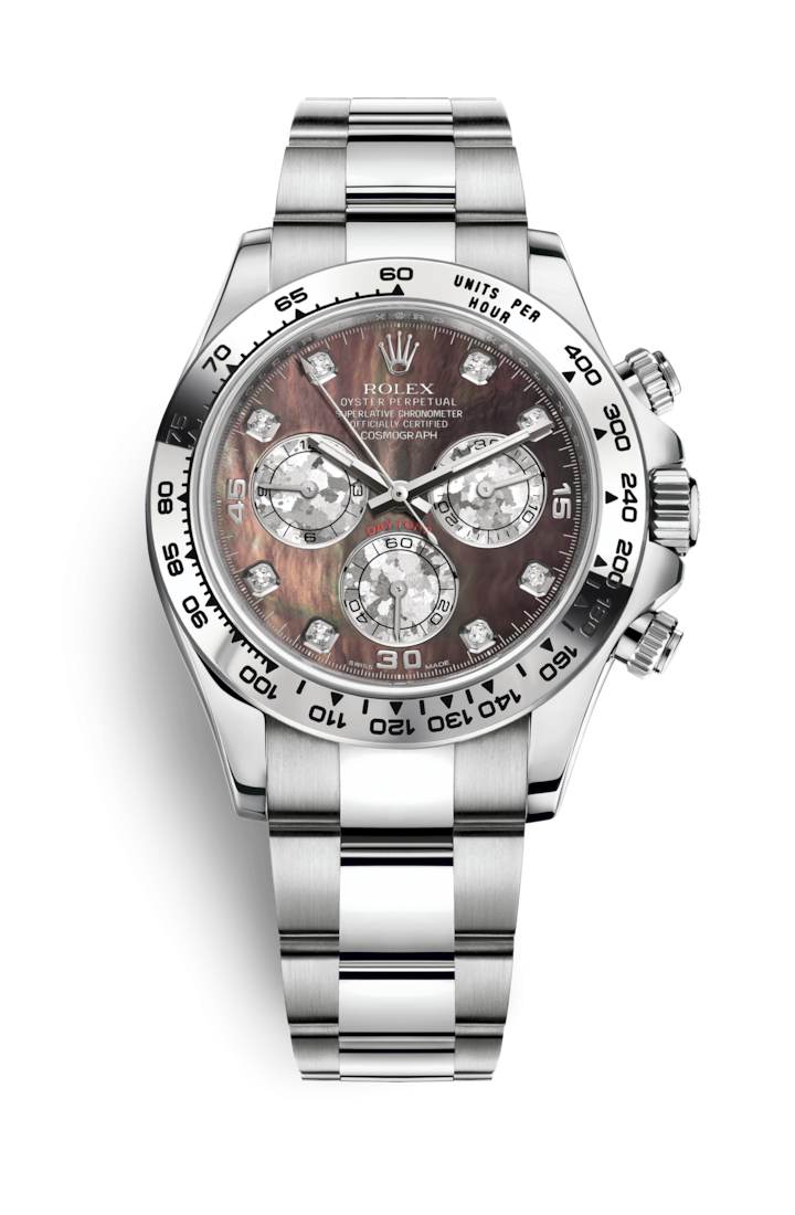 Rolex 116509-0044 : Cosmograph Daytona White Gold / Black MOP / Diamonds