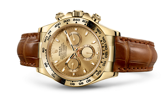 Rolex 116518-0131 : Cosmograph Daytona Yellow Gold / Champagne / Strap