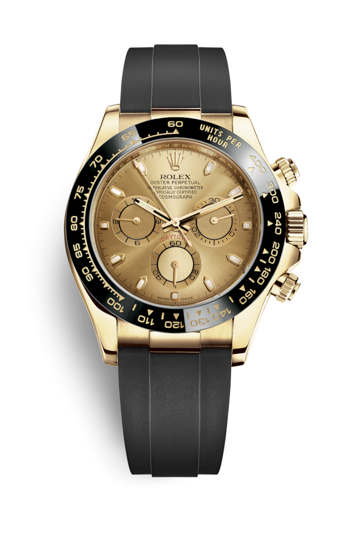 Rolex 116518LN-0034 : Cosmograph Daytona Yellow Gold / Cerachrom / Champagne / Oysterflex