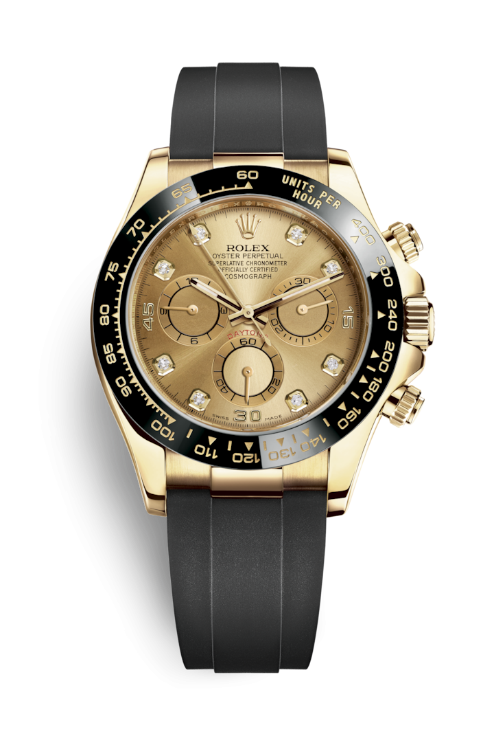 Rolex 116518LN-0036 : Cosmograph Daytona Yellow Gold / Cerachrom / Champagne-Diamond / Oysterflex