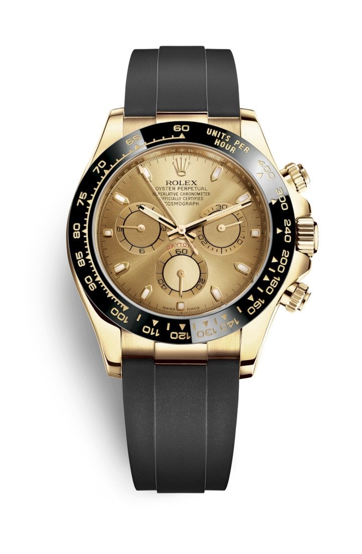 Rolex 116518LN-0042 : Cosmograph Daytona Yellow Gold / Cerachrom / Champagne / Oysterflex