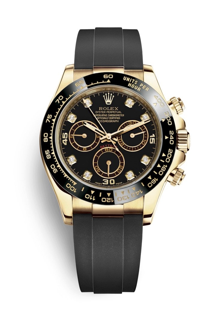 Rolex 116518LN-0046 : Cosmograph Daytona Yellow Gold / Cerachrom / Black-Diamond / Oysterflex