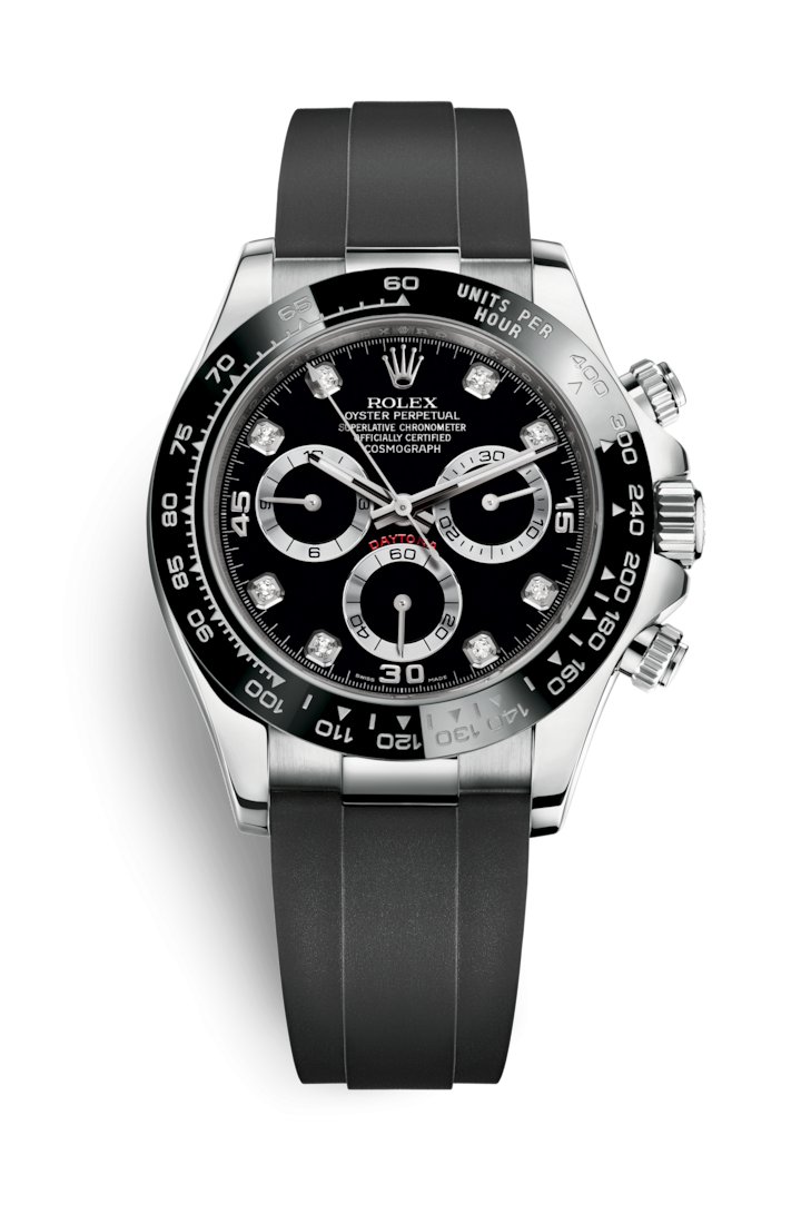 Rolex 116519LN-0022 : Cosmograph Daytona White Gold / Cerachrom / Black - Diamond / Oysterflex