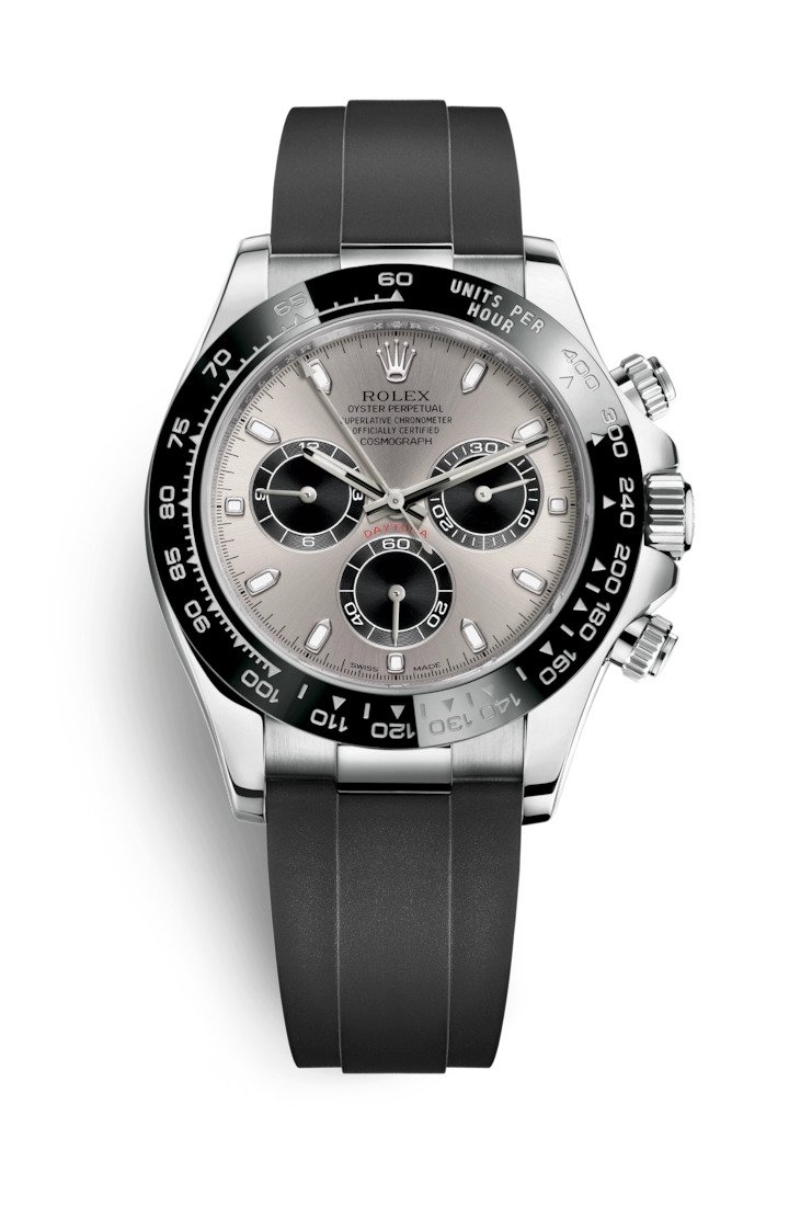 Rolex 116519LN-0027 : Cosmograph Daytona White Gold / Cerachrom / Silver / Oysterflex