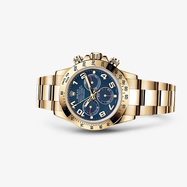 Rolex 116528-0037 : Cosmograph Daytona Yellow Gold / Blue Racing