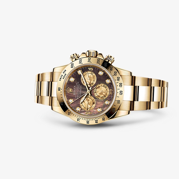 Rolex 116528-0039 : Daytona Yellow Gold Black Mother of Pearl Diamonds