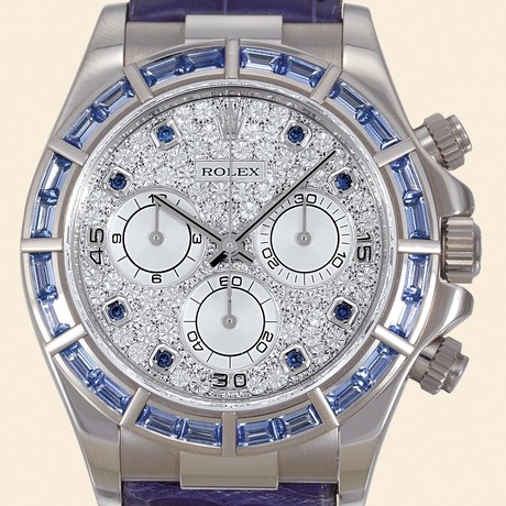 Rolex 116589saciI-0001 : Daytona White Gold  Blue Sapphire Strap Paved