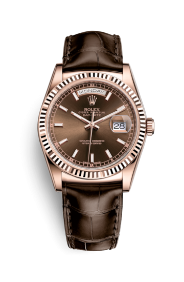 Rolex 118135-0003 : Day-Date 36 Everose / Strap / Chocolate