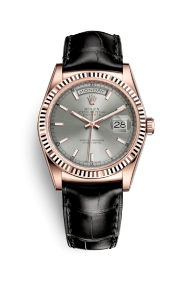 Rolex 118135-0005 : Day-Date 36 Everose / Strap / Rhodium