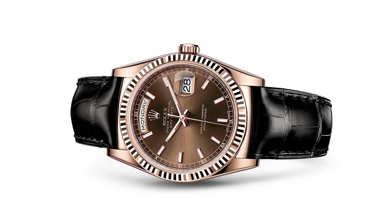 Rolex 118135-0019 : Day-Date 36 Everose / Strap / Chocolate