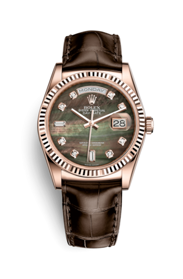 Rolex 118135-0030 : Day-Date 36 Everose / Strap / Black MOP