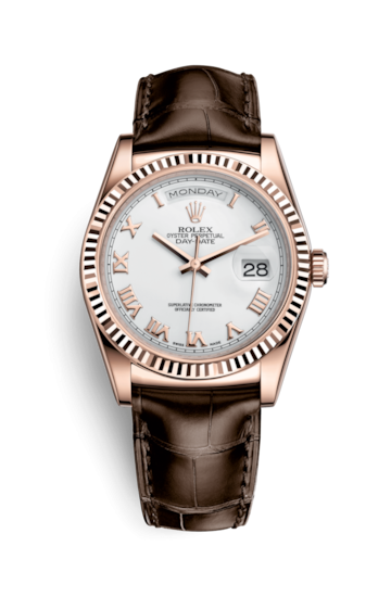 Rolex 118135-0064 : Day-Date 36 Everose / Strap / White Roman