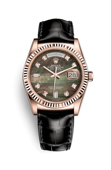 Rolex 118135-0070 : Day-Date 36 Everose / Strap / Black MOP