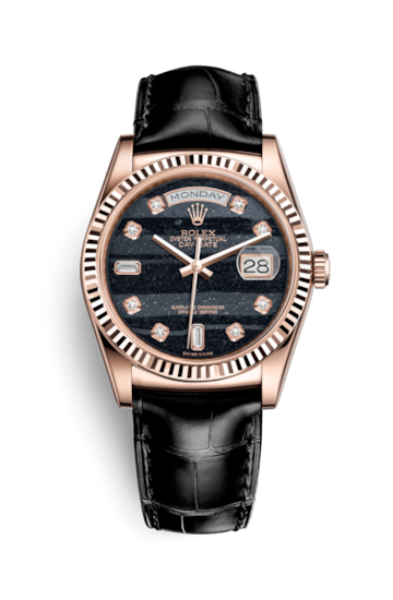 Rolex 118135-0082 : Day-Date 36 Everose Fluted / Strap / Ferrite